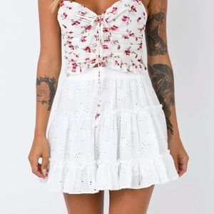 Princess Polly Women’s White Eyelet Mini Skirt